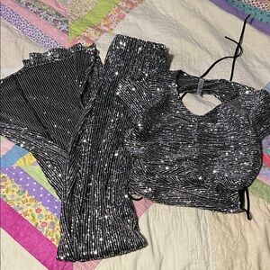Lucy in the Sky Black and Silver Sequin Top